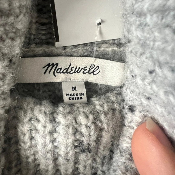 Madewell Mercer Knit Turtleneck Grey Wool Blend Sweater Size Medium EUC - Picture 5 of 7